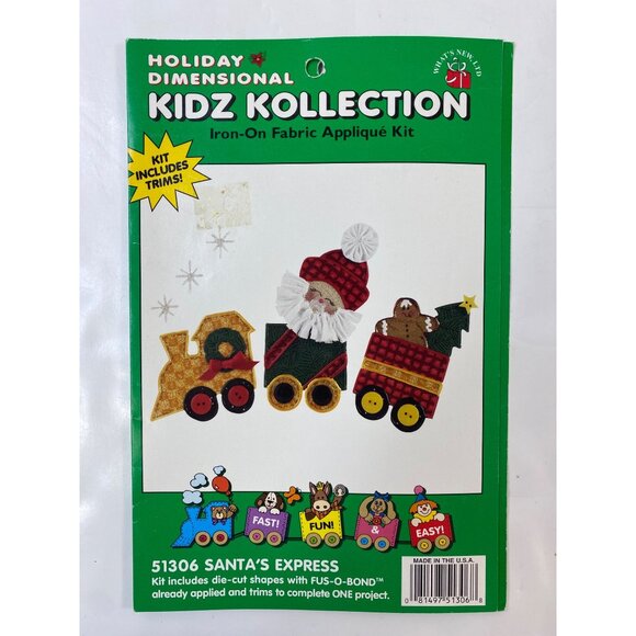 Holiday Dimension Kidz Collection Iron-On Fabric Appliqué Kit Santa Button Tree - Picture 2 of 8